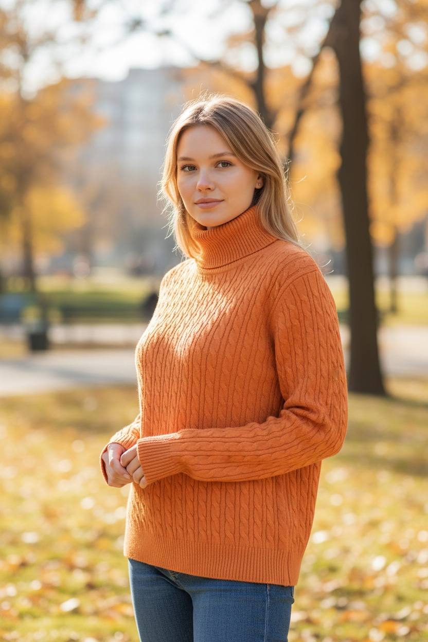 Жіночий гольф із в’язкою “косичка”